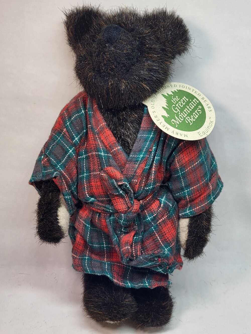 Green Mountain BEAR Equinox Dark Brown Plush Robe Jointed 11" '93 Vtg Mary Meyer